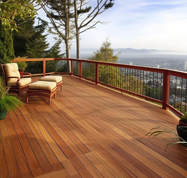 Completed wood decking