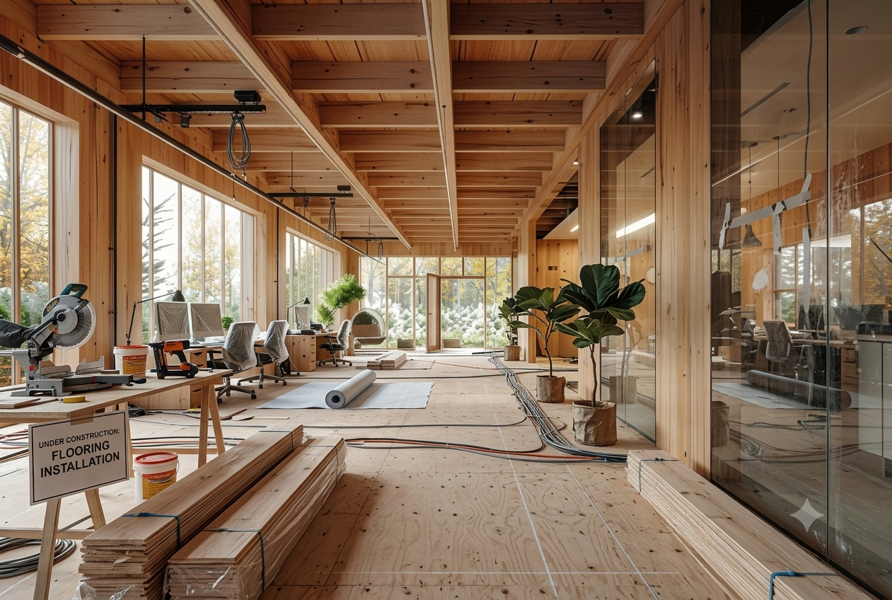 Timber flooring before work